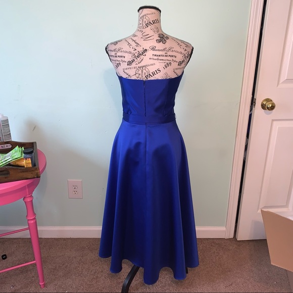 Lillie Rubin Royal Blue Strapless Dress With Belt Size 4 - Picture 7 of 16